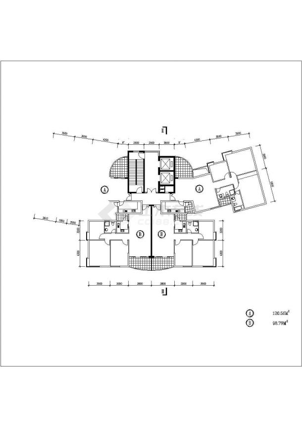泰州市莲花小区住宅楼标准平面设计CAD图纸（共8张）-图一