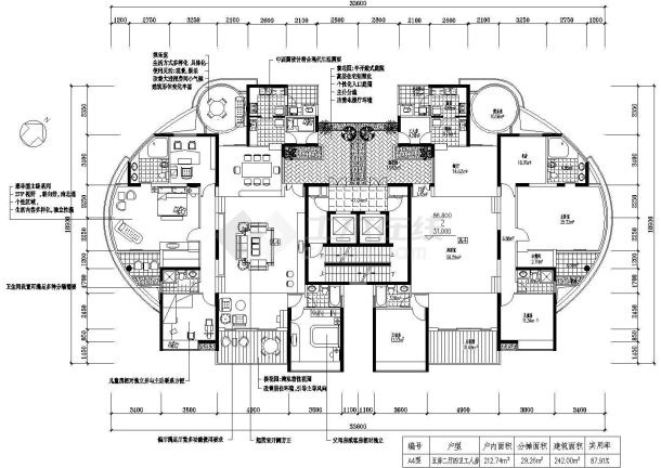 一梯两户带花园户型方案施工CAD图纸-图一