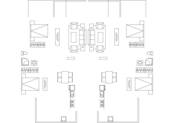 多层住宅一梯二户型平面设计CAD图_图1
