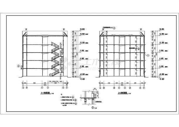 某框架结构五层宿舍楼设计cad全套建筑施工图（含总平面图）-图二