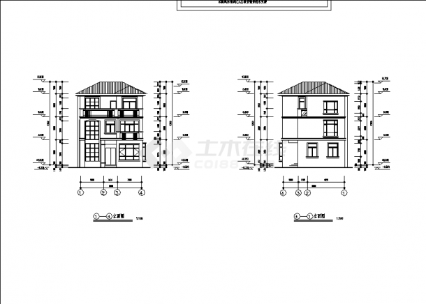 夏威夷三套度假别墅住宅楼建筑结构设计施工cad图纸-图二