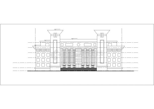 上海某市政单位7300平米五层框架结构办公楼建筑CAD设计图纸-图二
