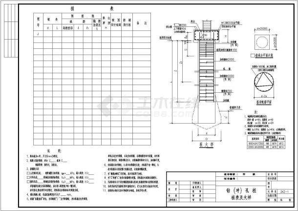 某钻(冲)孔桩大样节点构造详图-图一