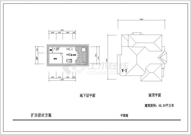地下1地上2层321.76平米别墅建筑扩出设计方案cad图纸-图一