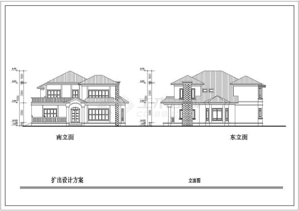 地下1地上2层321.76平米别墅建筑扩出设计方案cad图纸-图二