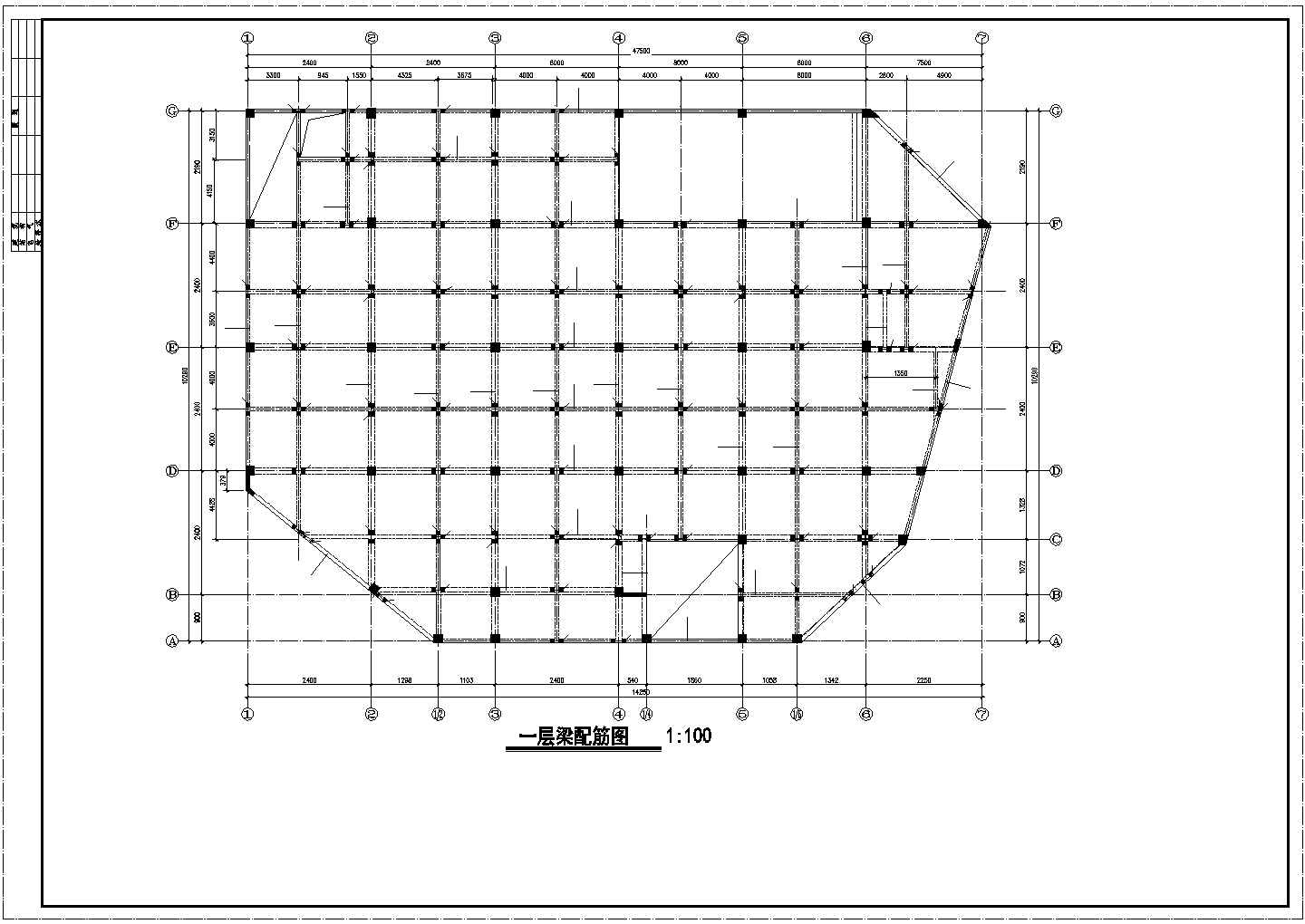 某商城框架结构设计CAD施工图纸