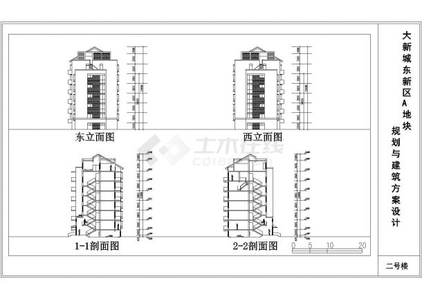 某新城区高级住宅区建筑设计施工全套方案CAD图纸（含设计说明）-图二