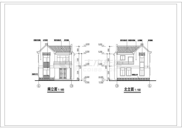 新农村两层别墅建筑设计cad施工图-图二