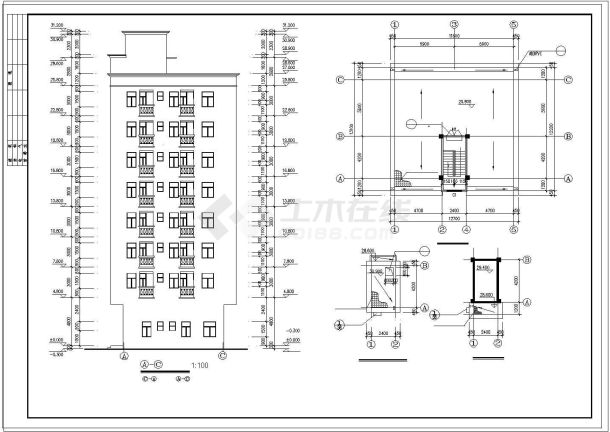 某标准农民房建筑设计cad施工图-图一