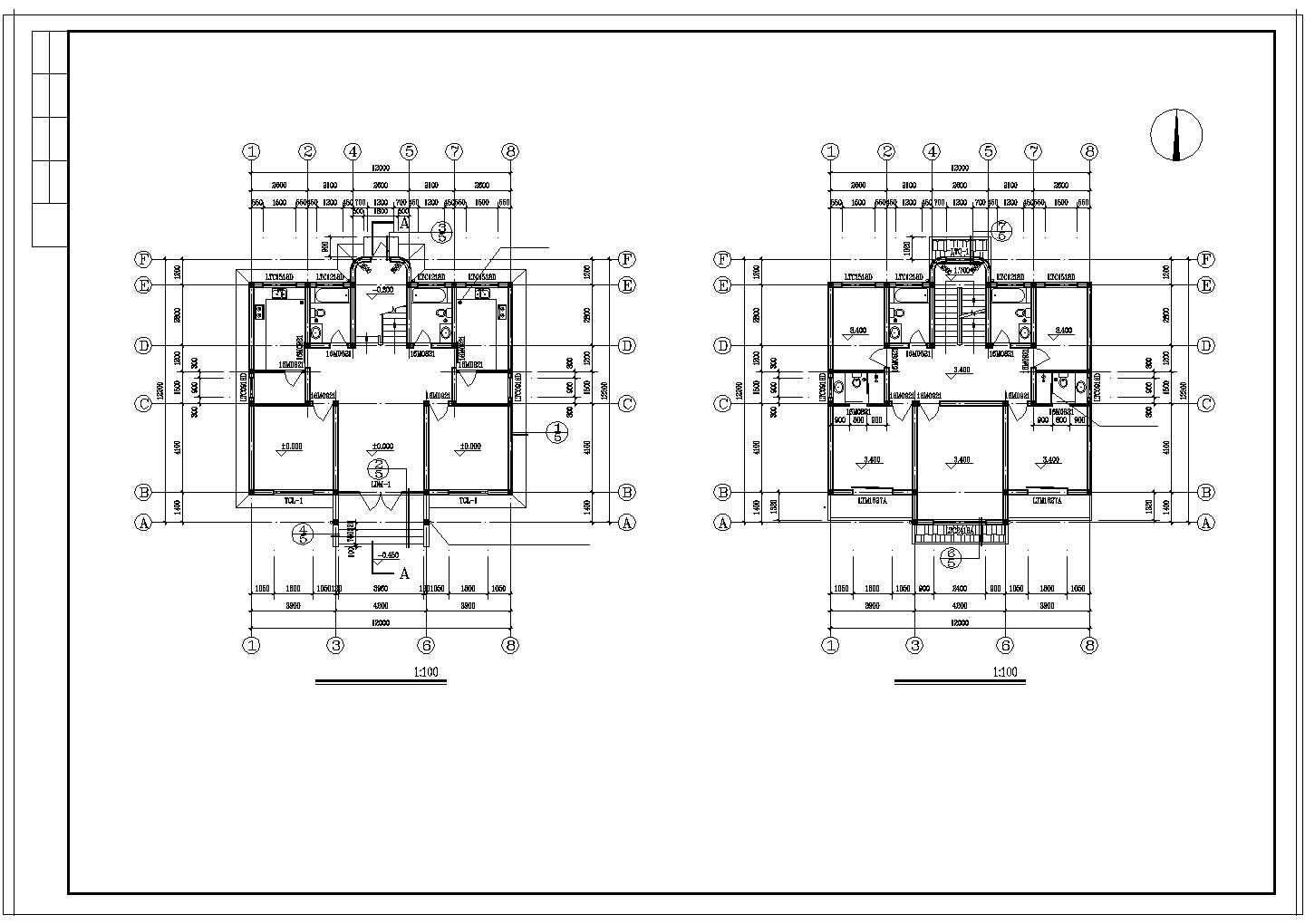 某农村别墅建筑设计施工cad图纸