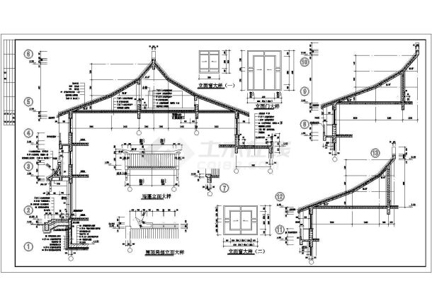 [桓仁]仿古清式三层公建建筑设计CAD图-图二