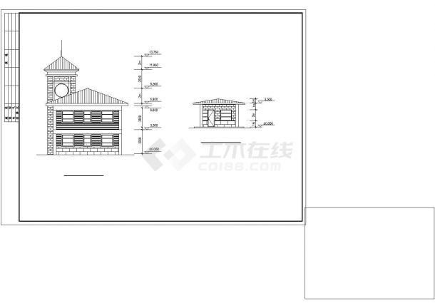 扬州市某文化公园内部2层会所全套建筑设计CAD图纸（含总图）-图二