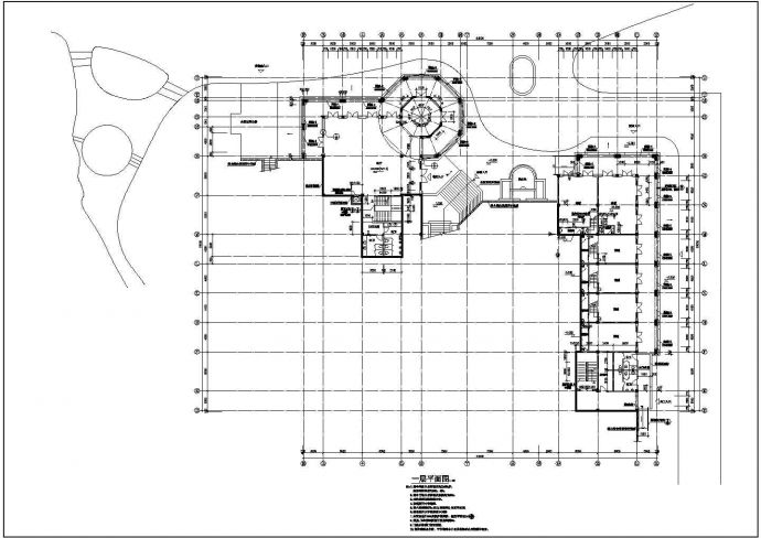保定市百花西路某3层高档娱乐会所建筑设计CAD图纸_图1