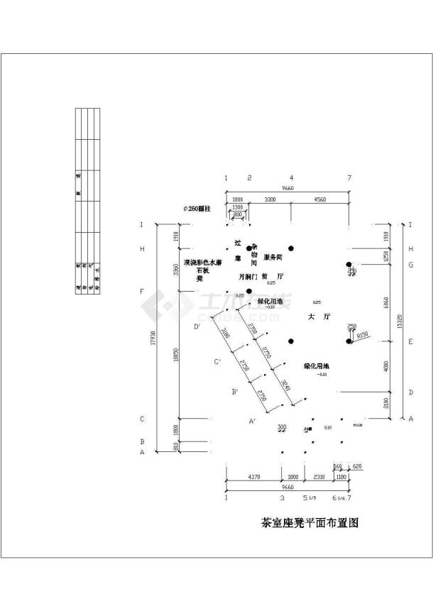 某一层仿古茶室施工设计CAD图（含建筑、结构图）-图二