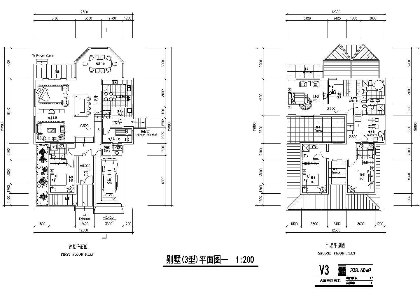 某二层独栋别墅户型设计CAD图纸