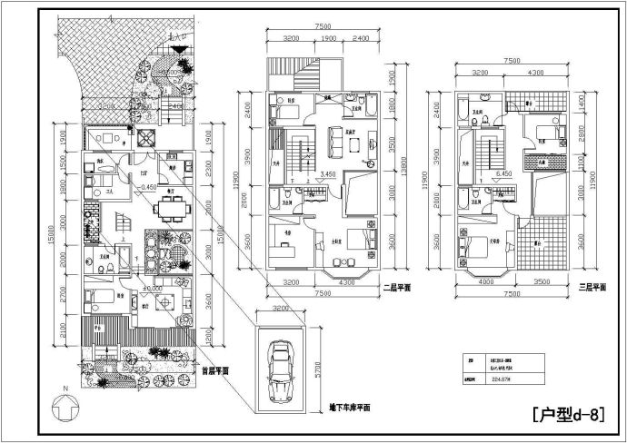 三层独栋别墅户型设计CAD图纸_图1