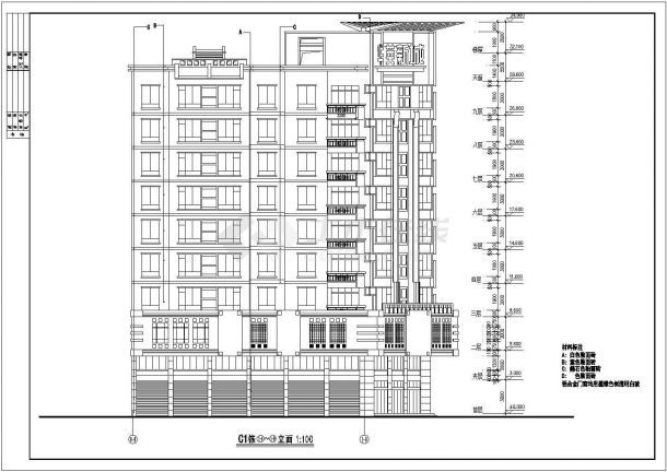 某市华英新城9层小高层住宅楼施工设计cad图纸（含各楼层设设计说明）-图一