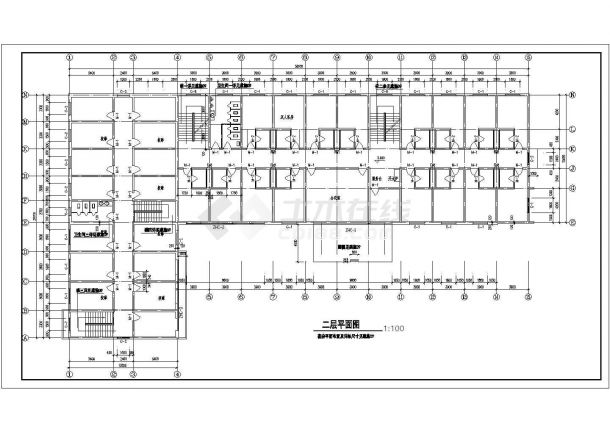 四层高档宾馆全套建筑设计CAD施工图（含屋面排水设计）-图二