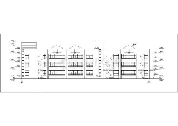 2600平米左右3层框架结构私立幼儿园平立面设计CAD图纸-图二