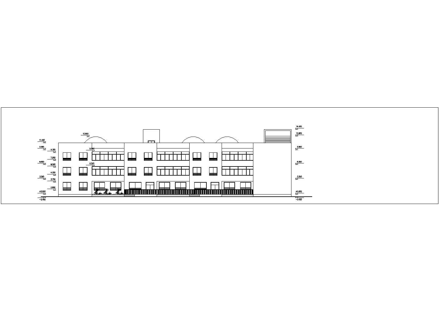 2600平米左右3层框架结构私立幼儿园平立面设计CAD图纸
