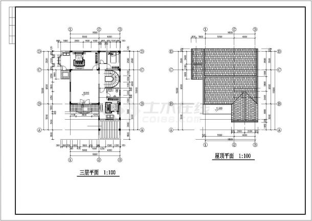 别墅建筑图纸（内含各楼层平、立面图）-图二