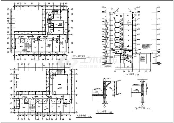 私人宾馆建筑施工图(CAD，4张图）-图二