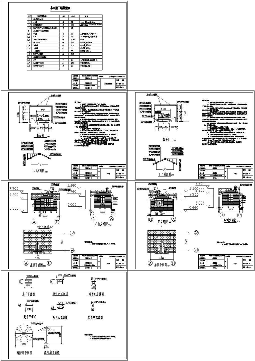 某防腐木小木屋施工图
