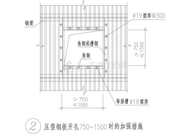 某压型钢板开孔加强措施节点构造详图-图一