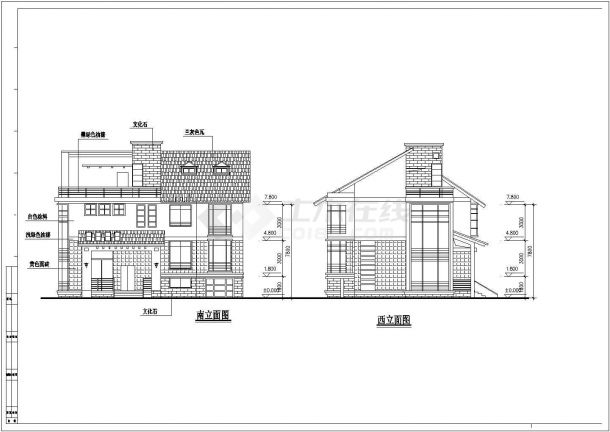 某六种户型的高档别墅的CAD施工平面图-图一