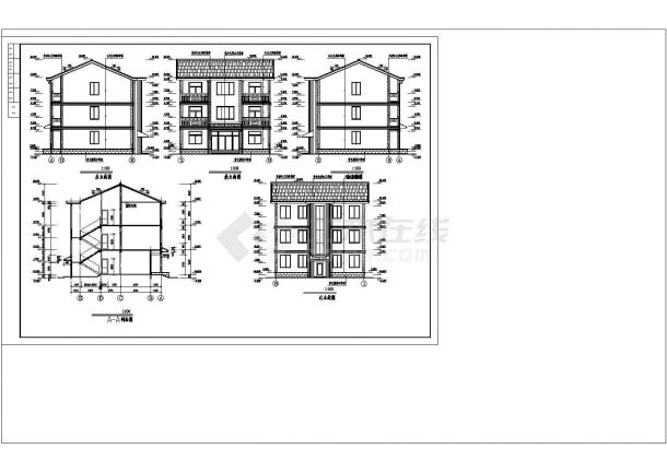 3层394.41平米农村别墅建筑施工CAD图纸设计-图二