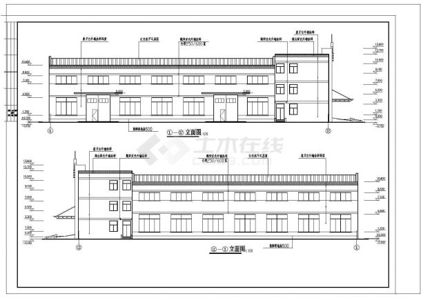 2层局部3层生产车间建筑施工CAD图纸设计-图一