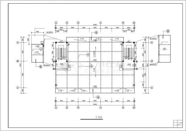 深圳某大型工厂2300平米5层职工宿舍楼全套建筑设计CAD图纸-图一