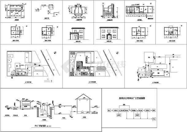 某自来水厂初步规划设计CAD图纸设计 （cad，15张图纸）-图一