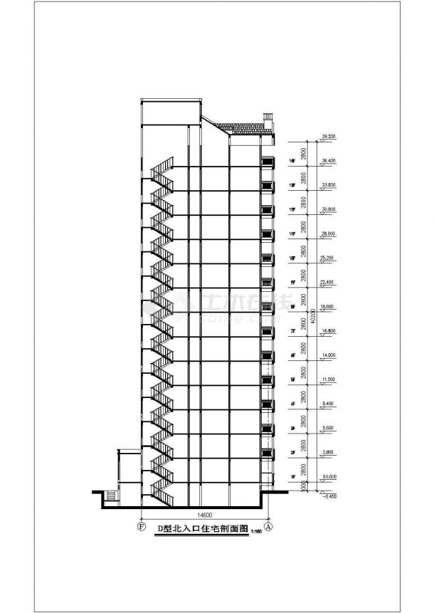 某市中心小区高层住宅楼建筑设计施工全套方案CAD图纸-图二