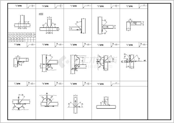 层钢框架焊缝节点构造详图CAD施工图设计-图一