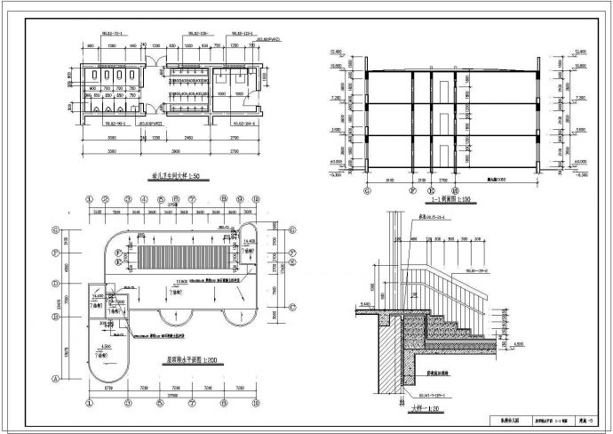 2252.5平米三层框混幼儿园工程量计算（含建筑、结构图）cad 图纸_图1