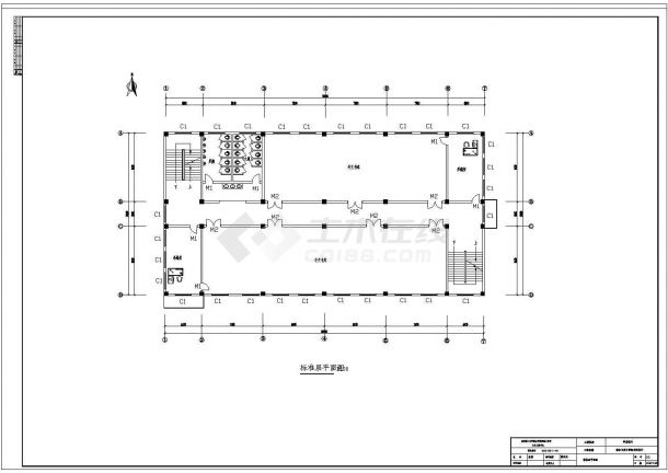 3088㎡三层框架图书馆钢筋及广联达算量（含CAD图纸）cad 图纸-图二