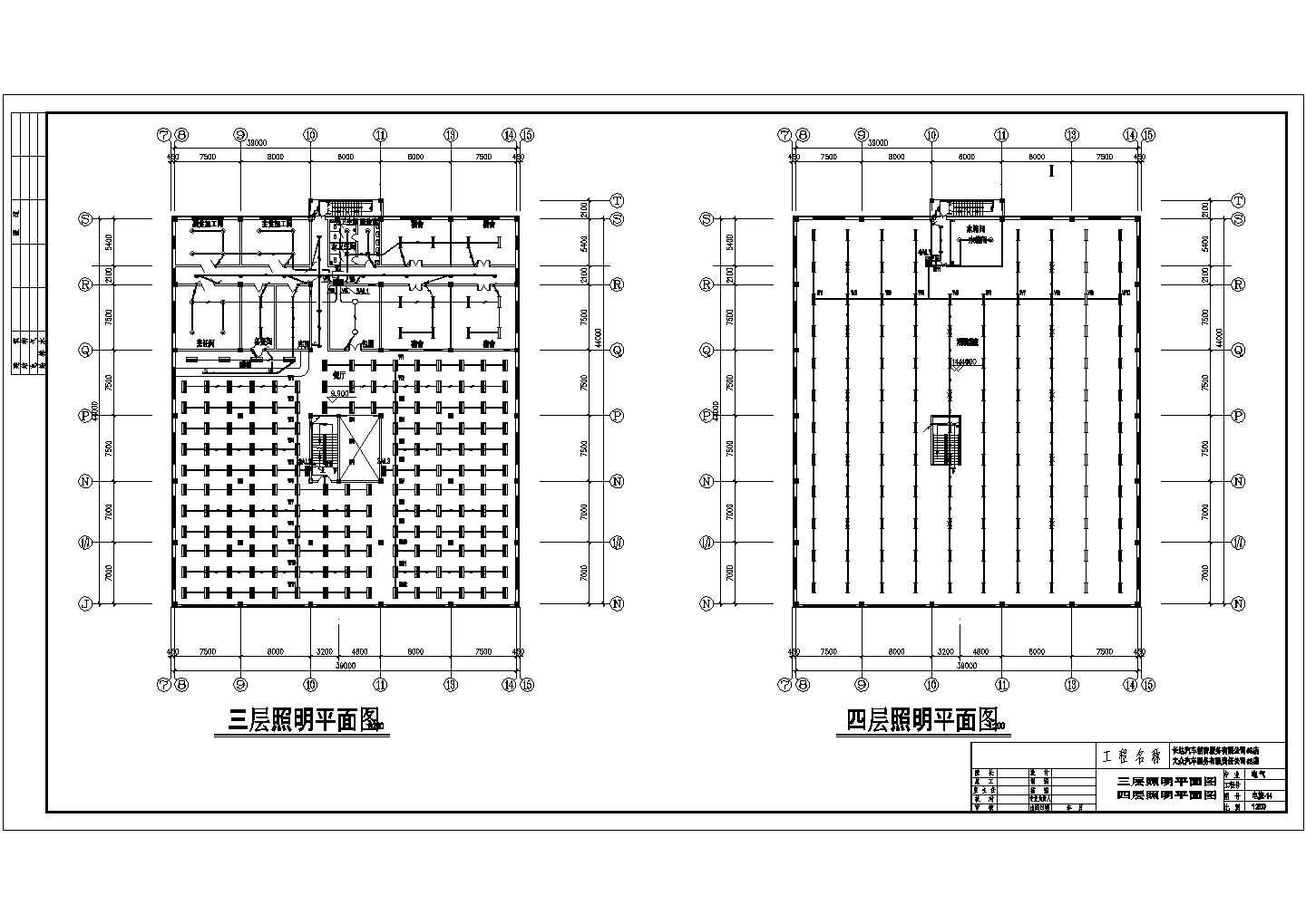 某知名汽车4层框架结构4S店全套电气设计CAD图纸
