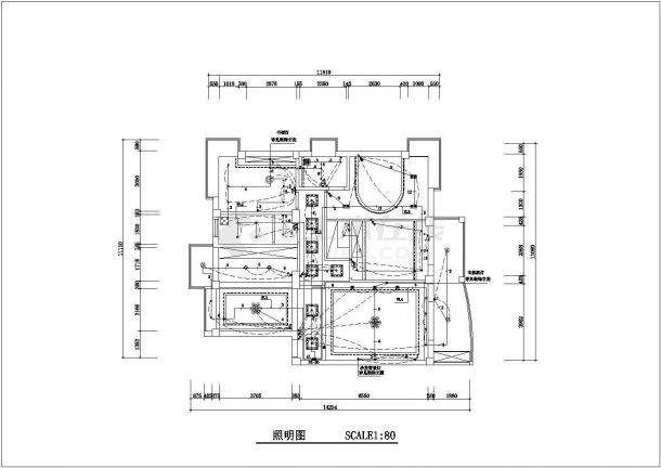 某小区95平米户型全套家装电路设计CAD图纸-图一