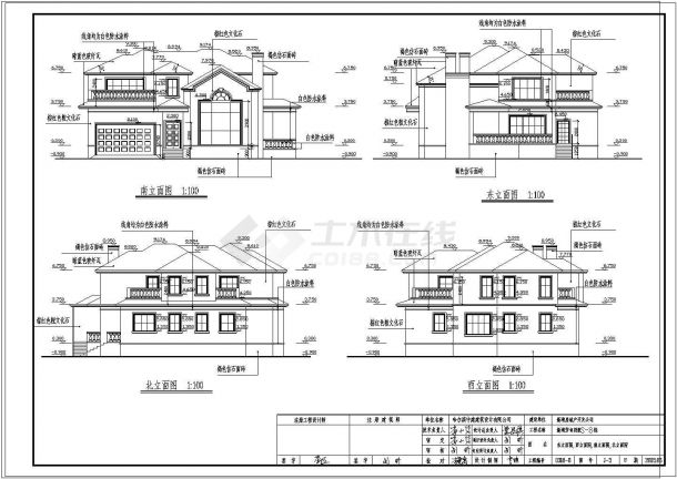 欧式风格独栋别墅建筑施工图（CAD）-图二