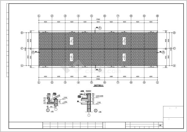 某工厂单层砖混结构员工宿舍建筑设计施工详图（含设计说明）-图一