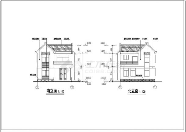 单家独院式别墅建筑施工图（CAD）-图二