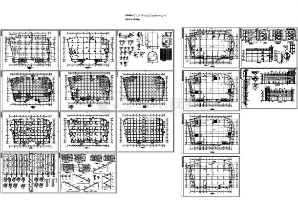 长60.4米 宽35.3米 三层商场建筑图 含结构图（绘图细致）-图一