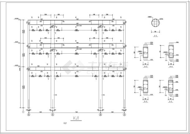 办公楼设计_某砖混结构办公楼设计CAD结构施工图-图一
