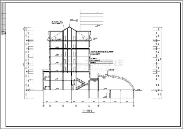 某大型7+1层框架结构星级大酒店全套建筑设计CAD图纸-图二