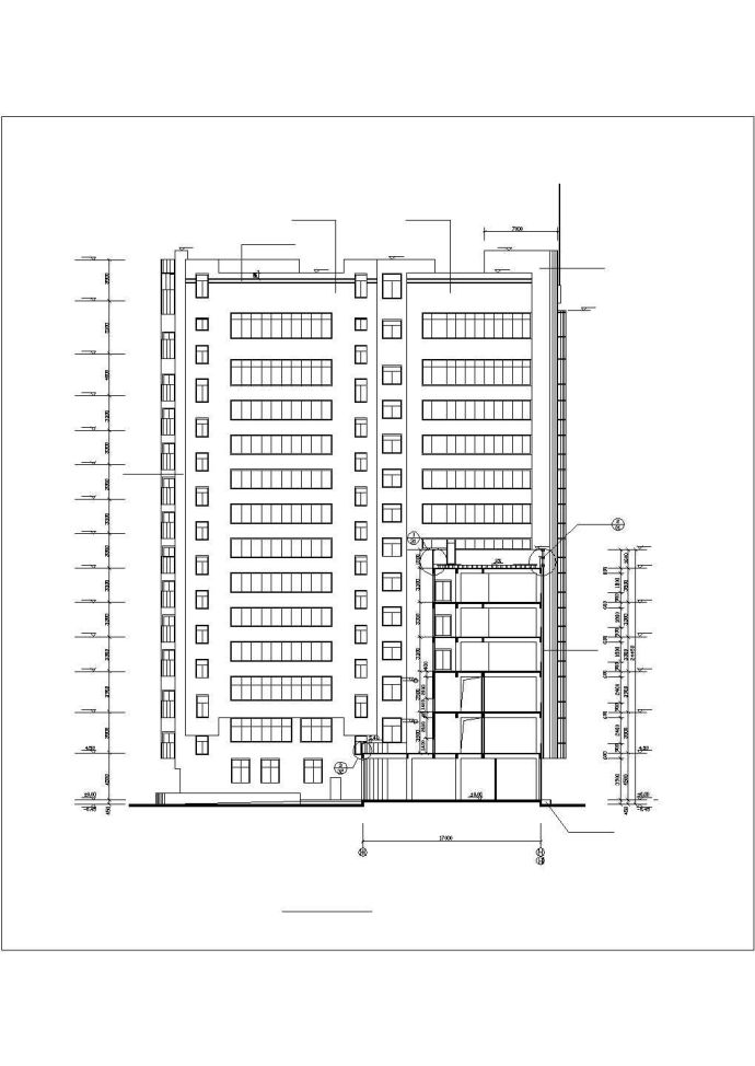 扬州某商业街1.2万平米14层框架结构商务大酒店全套建筑设计CAD图纸_图1