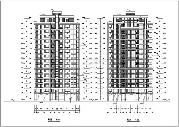 济南紫桂园小区16层高层住宅楼建筑设计CAD图纸（含机房层）-图一