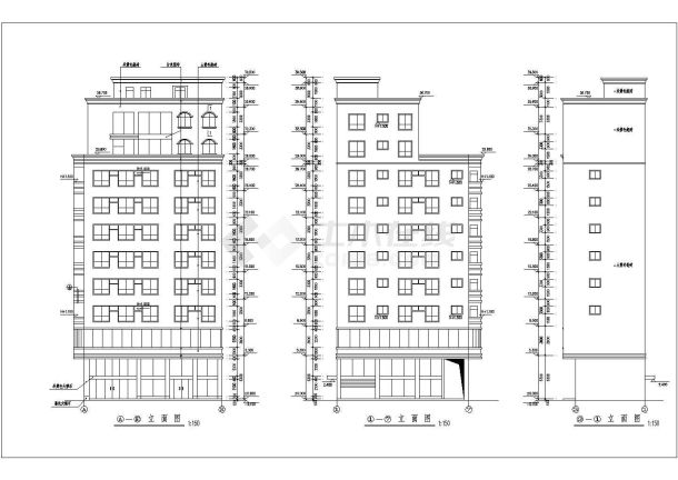 某现代小型私宅楼建筑设计施工全套方案CAD图纸-图一