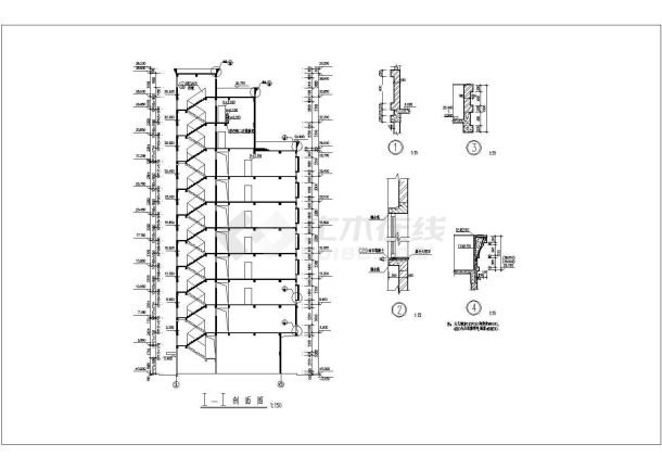 某现代小型私宅楼建筑设计施工全套方案CAD图纸-图二