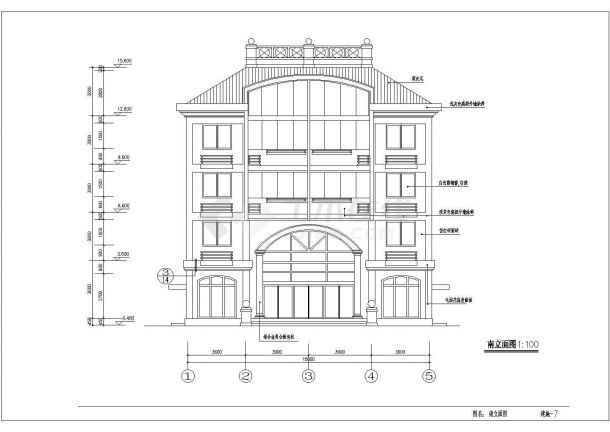 某现代花园式私宅楼建筑设计施工全套方案CAD图纸-图二